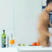 she's got him naked in the kitchen